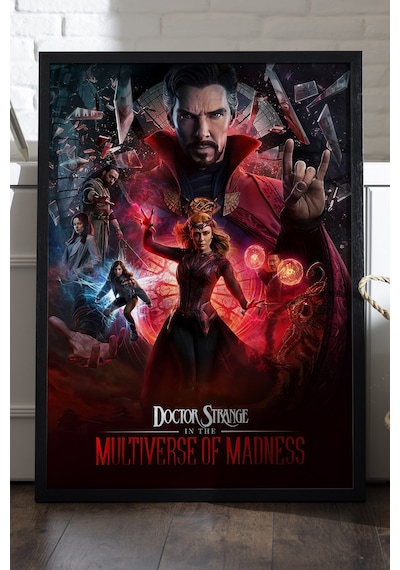Doctor Strange Siyah Ahşap Çerçeveli Poster, Dekoratif Dizi Duvar Tablosu