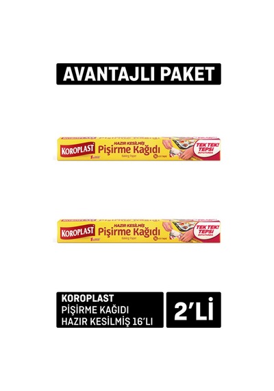 Koroplast Pişirme Kağıdı Kesilmiş 2 Adet X 16'lı - 8 Adet Tarı