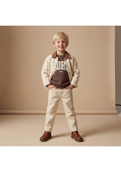 Baby Lory Kids Store Unisex Kadife Yaka Detaylı Ceket Krem