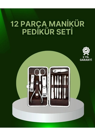 Ers 12 Parçalık Özel Deri Çantalı Kişisel Bakım Seti