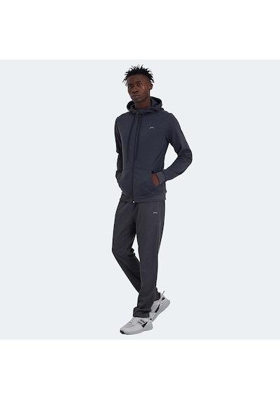 Slazenger RICH Erkek Fermuarlı Kapüşonlu Cepli Koyu Gri Eşofman Takımı