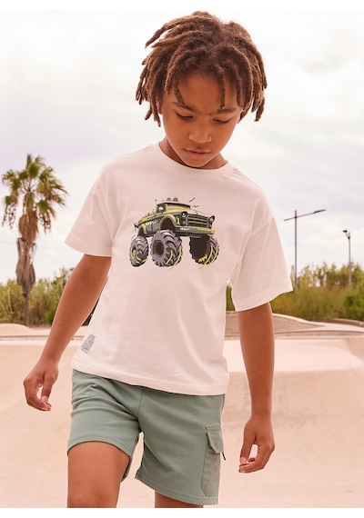 Mayoral Erkek Çocuk Araba Baskılı Tshirt Krem Krem