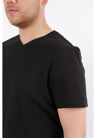 Cazador 4601 Erkek V Flamlı T-shirt 24YCEEO04601-R1534 Siyah
