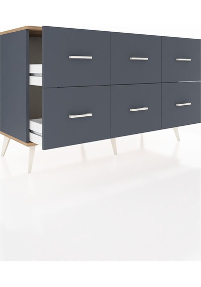 Kronos Konsol 6 Çekmeceli 132x59x83 Antrasit-çam/antrasit Çam/antrasit Kronos Konsol 6 Çekmeceli 132x59x83 Antrasit-çam/antrasit Çam/antrasit