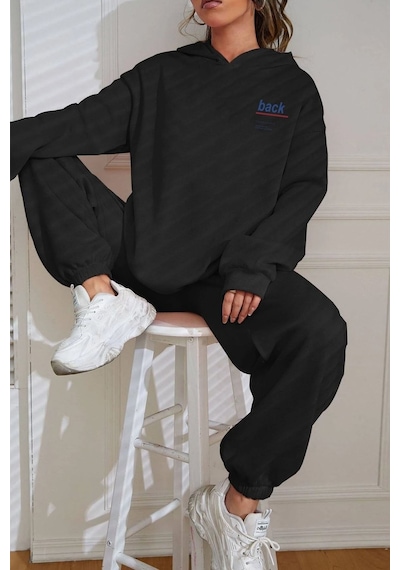 Uyguntarz Unisex Back Sırt Baskılı Eşofman Takımı Siyah