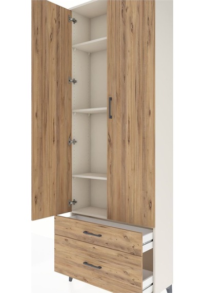 Arges Dolap 4 Raflı 2 Çekmeceli 2 Kapaklı 88x30x243 Aytaşı-çam Aytası