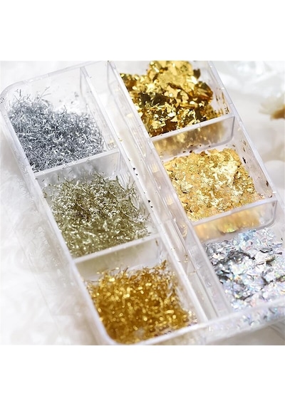ELLEA NAİL 6'LI GOLD VE GÜMÜŞ PARÇALI FOLYO SETİ
