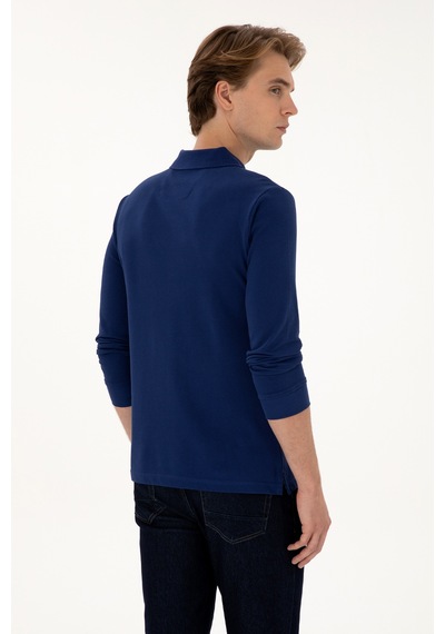 U.S. Polo Assn. Erkek Regular Fit Polo Yaka İndigo Basic Sweatshirt 50307757-VR028 U.S. Polo Assn. Erkek Regular Fit Polo Yaka İndigo Basic Sweatshirt 50307757-VR028