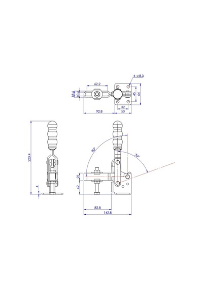 Goodhand Gh-13502-b Dikey Geçiş Kelepçesi 350 Kg Kapasiteli Düz