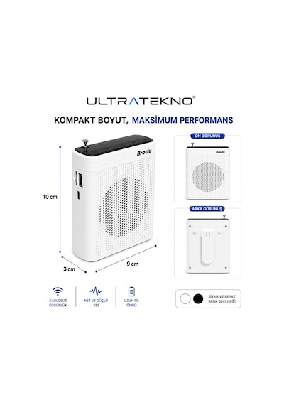 Kablosuz Mikrofonlu Rehber Amfisi 3" Subwoofer Hoparlör Bluetooth Fm Usb Tf Kart Destekli Hoparlör