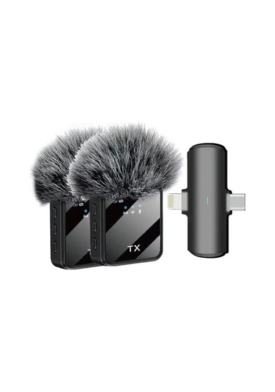 Kablosuz Yaka Mikrofonu Çiftli Mikrofon Apple iPhone 15 16 17 İle Uyumlu Type-c/lightning Portlu Telefon Pc Tablet Video Kay