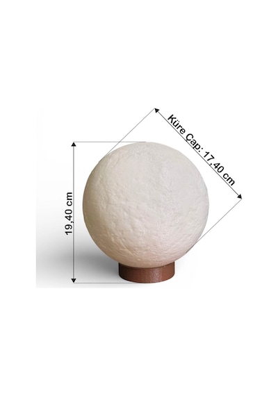 Ay Küre Masa Lambası 17.4 Cm Dekoratif Gece Lambası Gün Işığı Led Ampul Dahil