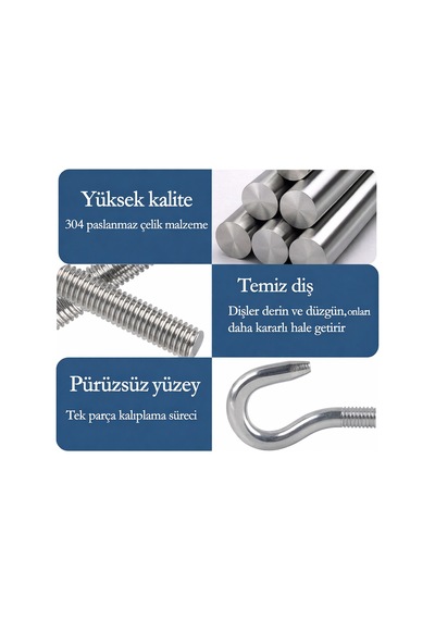 Çelik Gerdirme Turnbuckle Yüksek Dirençli Kanca & Mapalı Uçlu Gerdirme Aparatı 4 Adet