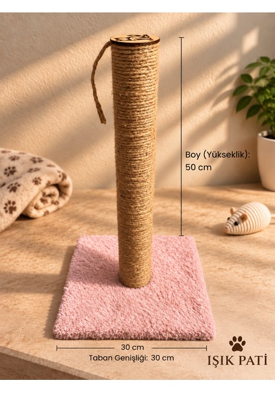 Işık Pati Kedi Tırmalama Tahtası 50 Cm Kare, Yerli Ip