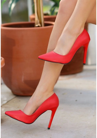 Erbilden Jilya Kırmızı Cilt Stiletto Ayakkabı Çok Renkli