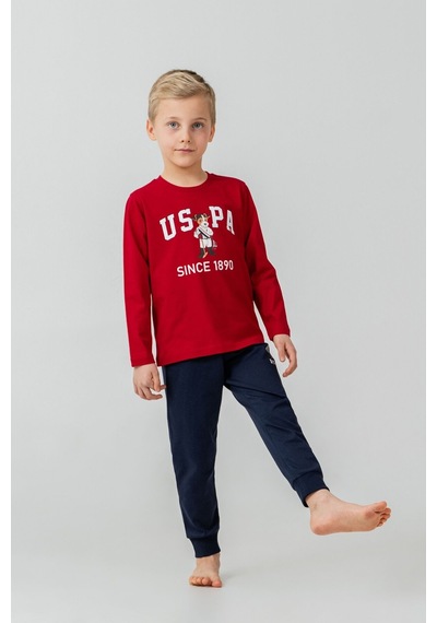 U.S. Polo Assn. Erkek Çocuk Pijama Takımı Baskılı Kırmızı Uzun Kol Pijama Takımı Us2639-c-v2 Us2639-c-v2