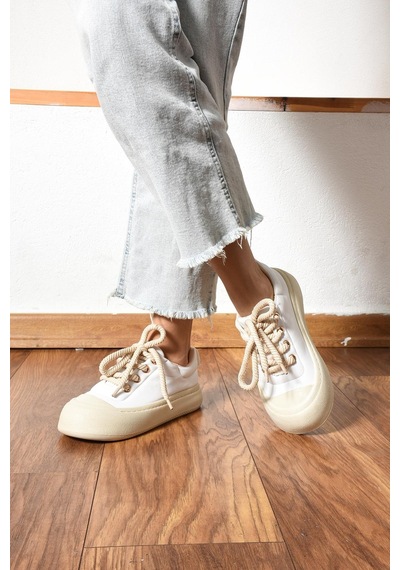 Shoetek Alyona Kadın Sneakers Halat Bağcıklı Spor Ayakkabı Beyaz Deri Beyaz Shoetek Alyona Kadın Sneakers Halat Bağcıklı Spor Ayakkabı Beyaz Deri Beyaz