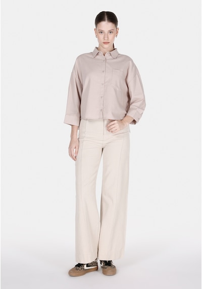 Colin's Colins Regular Fit Shirt Neck Düz Kadın Vizon ¾ Kol Gömlek Cl1073326 Cl1073326 Q1.v1 Msh Mushroom Çok Renkli