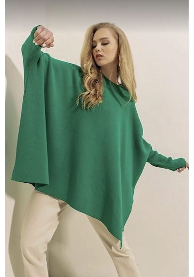 Oversize Panço Model Kazak Yırtmaçlı Rahat Model Yeşil