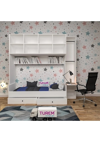 Akbatı Kitaplıklı Çalışma Masalı Karyola Suntalam