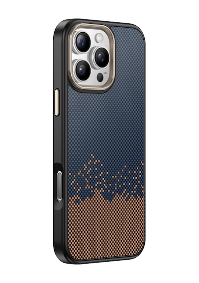 Apple Uyumlu iPhone 16 Pro Max Kılıf M-safe Şarj Özellikli Karbon Fiber Görünümlü Zore Antina Kapak Mavi