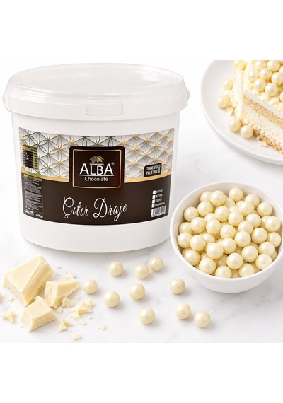 Alba İnci Beyazı Çıtır Draje 2,5 Kg Pasta Ve Tatlı Süsleme Drajesi