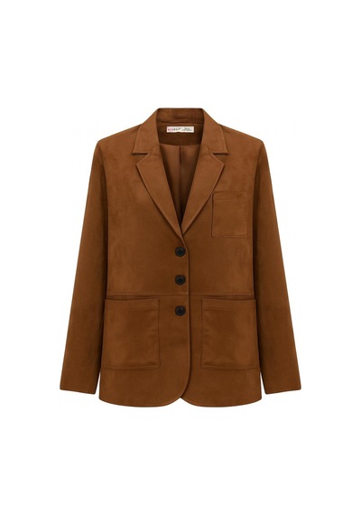 Mixray 4780 Kadın Normal Kesim Suni Süet Blazer Ceket Kahve Kahve