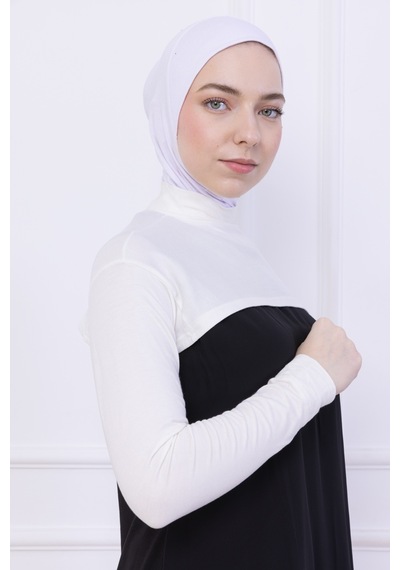 Loggia Balıkçı Yaka Boyunluklu Kolluk Ekru - Likralı Dik Yakalı Kadın Body Tesettür Crop Bolero Ekru