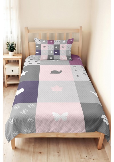 Evimde Bambaşka Pastel Patchwork Gri Kız Çocuk Pike Takımı-lila Pembe Minimal Bebek Odası Yatak Örtüsü-160x220 CM Evimde Bambaşka Pastel Patchwork Gri Kız Çocuk Pike Takımı-lila Pembe Minimal Bebek Odası Yatak Örtüsü-160x220 CM