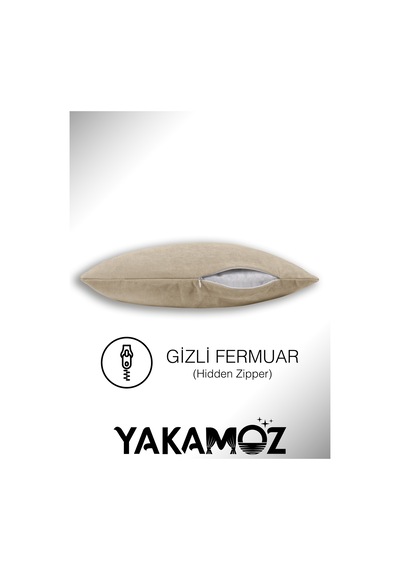 Br Yakamoz Kumsal Beji Kırlent , Yastık Kılıfı Kadife Görünümlü Velvet Touch Serisi Kumsal Beji