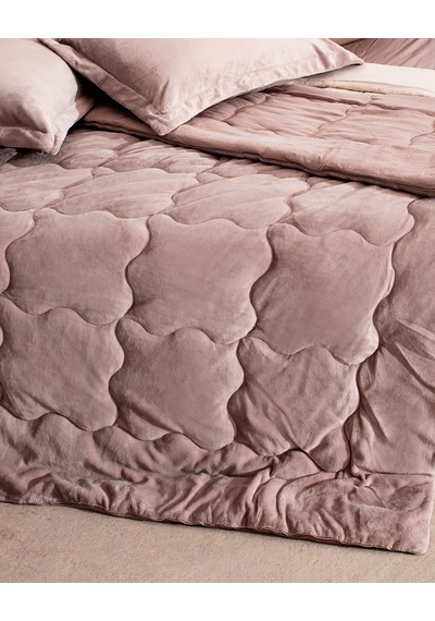 Madame Coco Kaira Çift Kişilik Comforter Set - Pudra Pudra