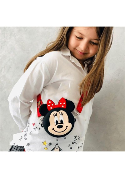 Mickey Mouse Minnie Mouse Tasarım Silikon Omuz Askılı Çanta 1670-1 Çok Renkli