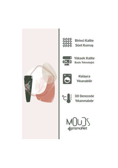 Soft Oval Desenli Süet Oturma Odası Salon Fon Perde Baskılı Ekstrafor Büzgü Tek Kanat Prd-1111 Çok Renkli
