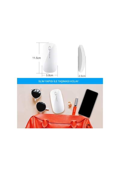 Hymark M22 Sessiz Tıklama Şarjlı Çift Modlu Bluetooth Kablosuz 2.4 Ghz Mouse