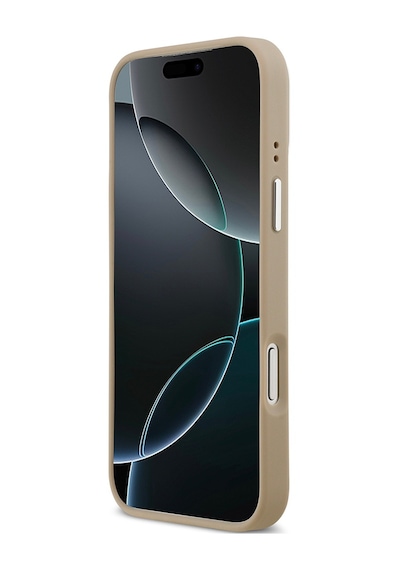 Apple Uyumlu iPhone 17 Pro Max Kılıf Lacoste Lisanslı M-safeli Pu Pike Desenli Standlı Metal Logolu Kapak Bej Bej