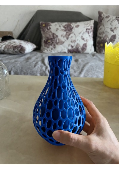 Alvera Petek Dokulu Vazo 3d Baskı Delikli Dekoratif Vazo-mavi