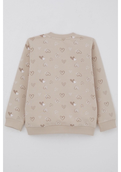 Breeze Kız Çocuk Sweatshirt Kalp Desenli Yazı Baskılı 1.5-5 Yaş, Bej Bej Breeze Kız Çocuk Sweatshirt Kalp Desenli Yazı Baskılı 1.5-5 Yaş, Bej Bej