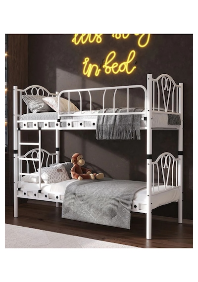 Missidea Orkide Dekoratif Metal Ranza & Karyola Seti Beyaz 90x200 Cm 90 x 200 CM
