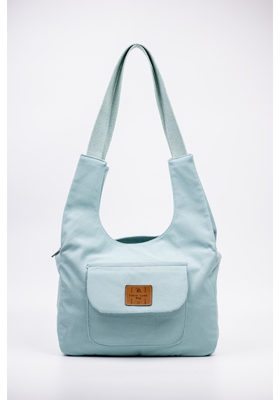 Fabric Craft Bag Omuz Çantası Turkuaz Kanvas 30x25 Cm Fermuarlı Astarlı Turkuaz