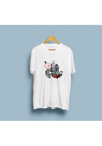 Oversize Regular Show Karakterler Baskılı Unisex T-shirt Beyaz