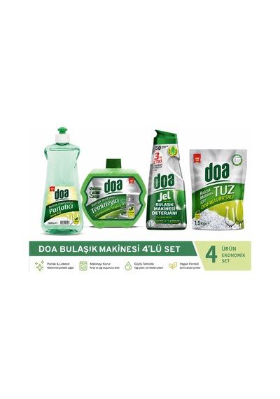 Bulaşık Makinesi Temizlik Seti 4 Lü Ekonomik Paket Jel Deterjan + Parlatıcı + Tuz + Temizleyici - 876885651