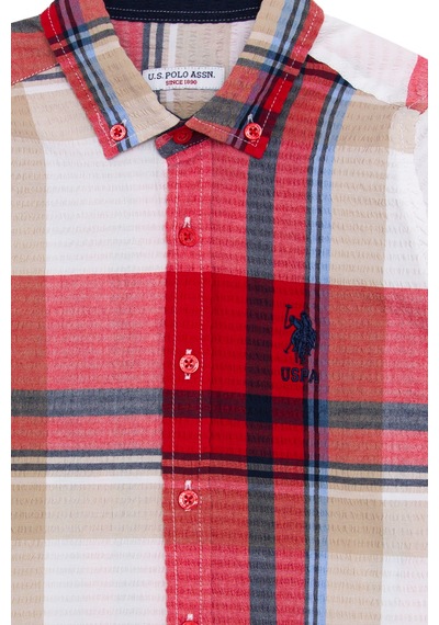 U.s. Polo Assn. Erkek Çocuk Kırmızı Gömlek Desenli 50270360-vr030 Kırmızı