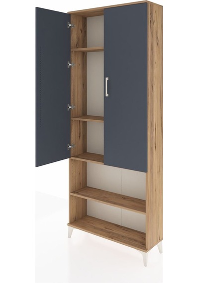 Arges Dolap 4 Raflı 2 Kapaklı 88x30x221 Çam-antrasit Çam