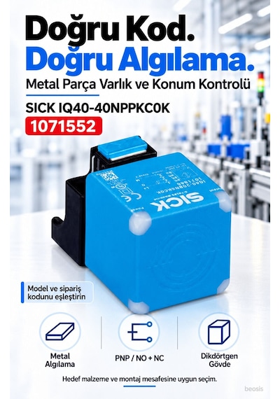 Sıck Iq40-40nppkc0k Dikdörtgen Endüktif Yaklaşım Sensörü 1071552