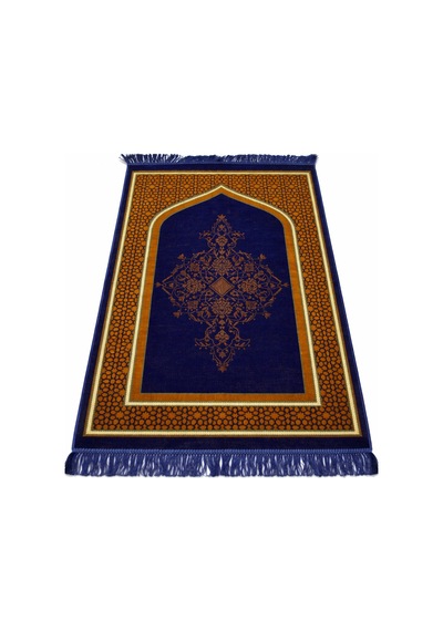 Mihrap Desenli Kadife Seccade K0225 Lacivert