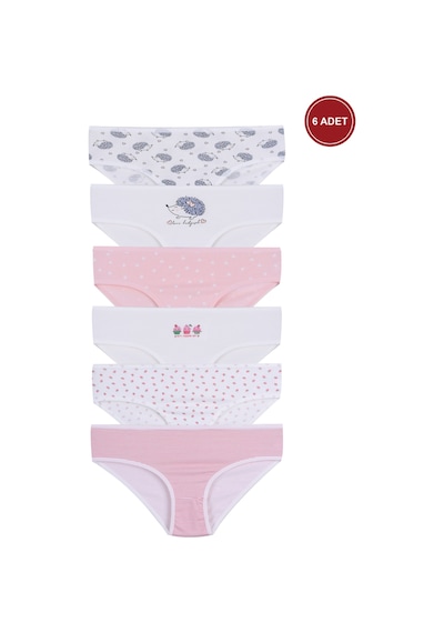 Koza İç Giyim Kız Çocuk 6'lı Desenli Slip 1050-01 Pudra