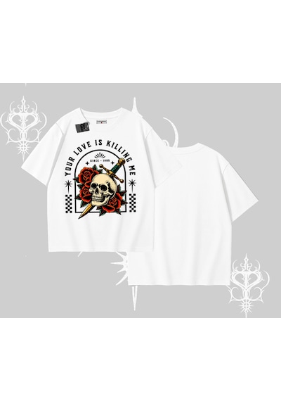 Tarzsokak Oversize Tshirt Your Love Is Killing Me Dead Romance Beyaz