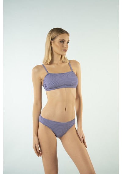 Estiva Çizgili Straplez İp Askılı Bikini Takımı - Lacivert Çok Renkli