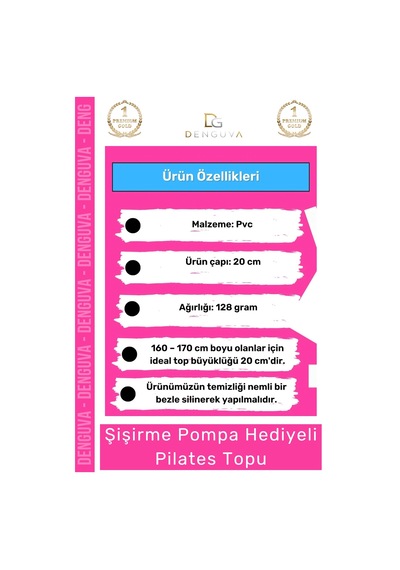 Profesyonel Seri Dayanıklı Yüksek Kalite Mini Gymball 20cm Pembe Pilates Topu Şişirme Pompa Hediyeli