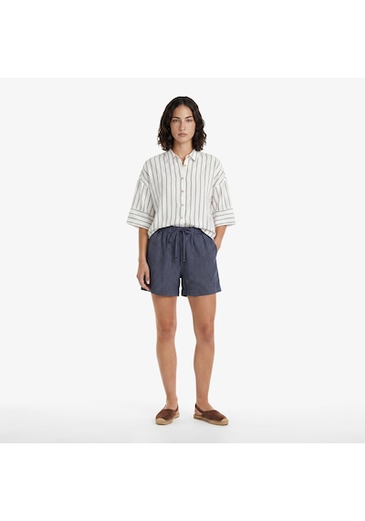Nautica Kadın Beyaz Regular Fit Kısa Kollu Çizgili Gömlekçizgili65w311t